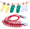 Clothesline Rope Elastic Cloth Drying Hanging Rope With 12 Clips And 2 Hooks Travel Clothesline Hanging Laundry Drying Rope (Multicolor) 185CM